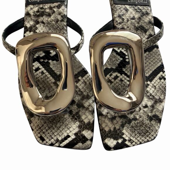 Jeffrey Campbell Linques 2 Thong Sandal 7.5 Silver Gray Snake Silver Hardwear - Picture 7 of 10